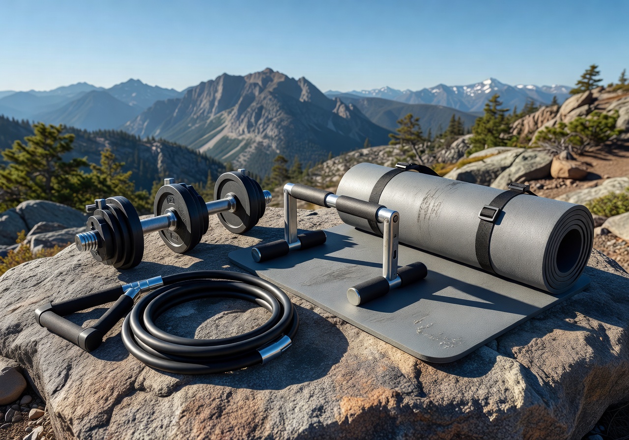 Portable compact fitness equipment for travel and outdoor workouts